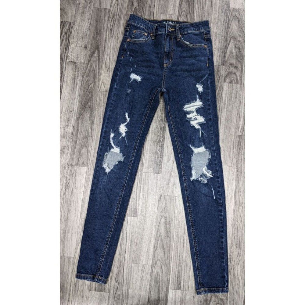 (3/$35) Wild Fable Womens Size 0 Distressed Skinny High Rise Denim Blue Jeans‎